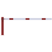 Compact hand barrier | with fixed support post | clear width: 1500 mm | with tringular look | hot-dip galvanized and coated red / white
